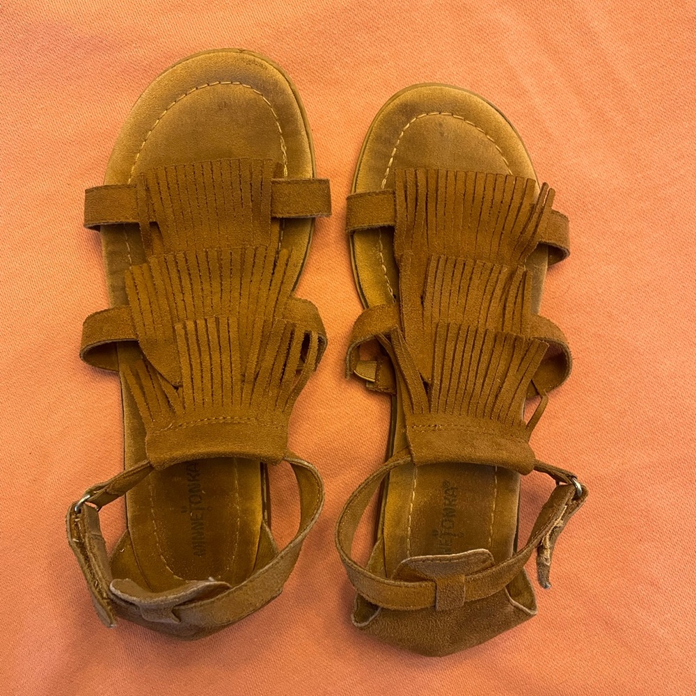 Girls Fringe sandal with Velcro straps